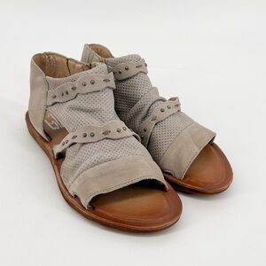 Miz Mooz Womens Taupe Leather Sandals Ankle Strap Size 38